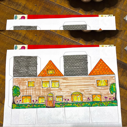 Maisons en papier à imprimer, lot de 2 maisons en papier, coloriage pour enfants et adultes, activité pour enfants